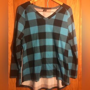 Prinstory Teal Buffalo plaid tunic. Size Large.